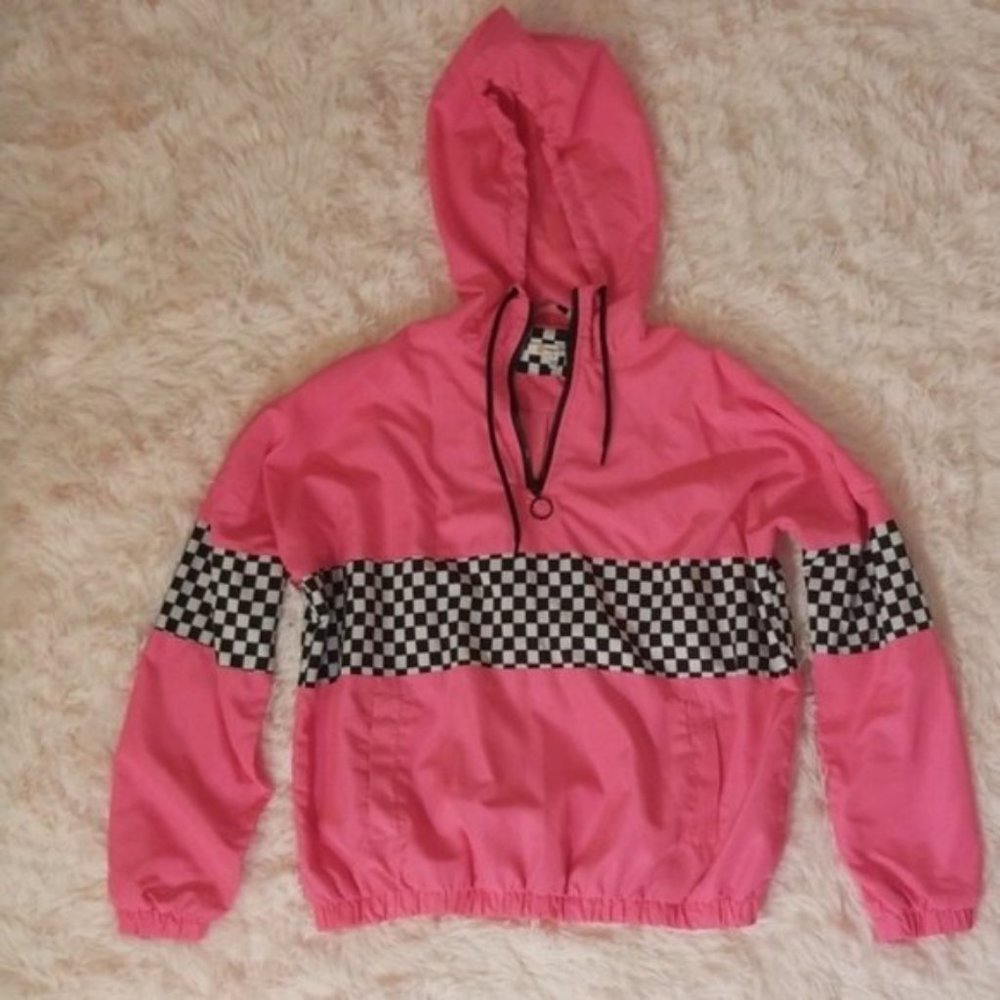 Pink Checker Streetwear Windbreaker Jacket